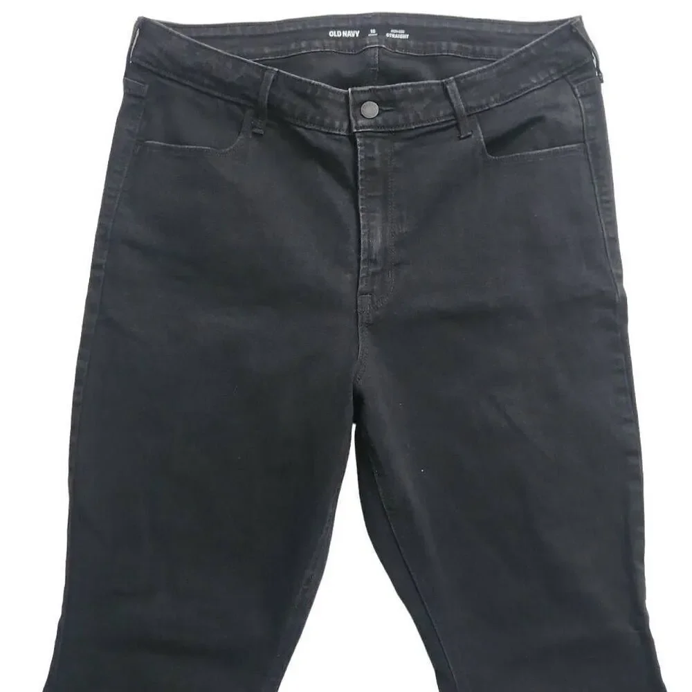 Old Navy Women's Size 16 Short Black High Rise Straight Jeans